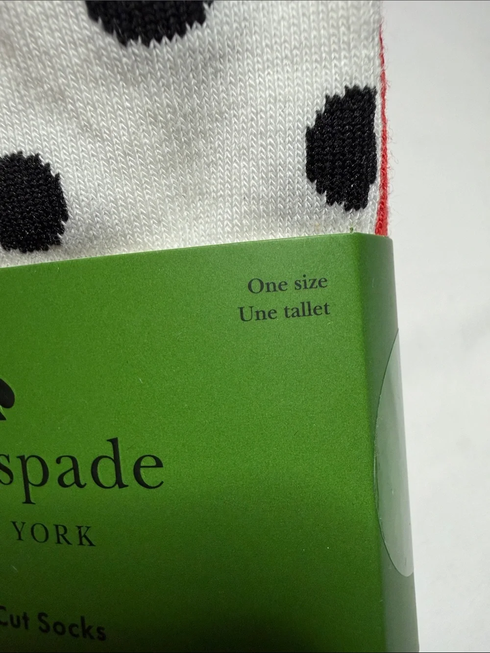 kate spade white polka‎ dot ankle socks with red ladybug